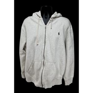 Polo Ralph Lauren Hoodie Mens XXL Gray Full Zip Waffle Thermal Fleece Sweatshirt